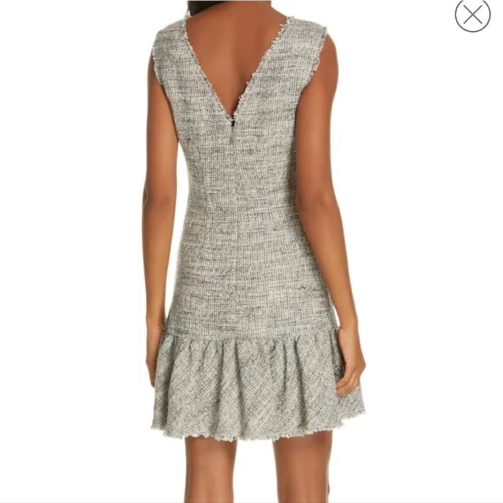 REBECCA TAYLOR Sleeveless V neck Tweed blue grey Ruffle Hem Sheath Dress… - Picture 13 of 16